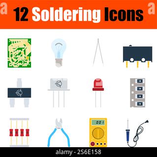 Soldering Icon Set. Flat Design. Fully editable vector illustration. Text expanded. Stock Vector