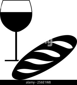 Easter Wine And Bread Icon. Black Glyph Design. Vector Illustration. Stock Vector