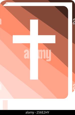 Holly Bible Icon. Flat Color Ladder Design. Vector Illustration. Stock Vector