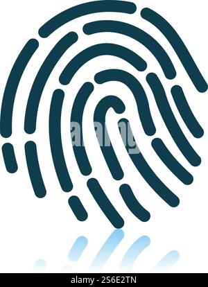 Fingerprint Icon. Shadow Reflection Design. Vector Illustration. Stock Vector