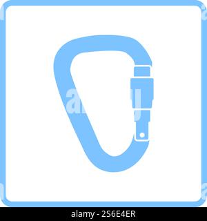 Alpinist Carabine Icon. Blue Frame Design. Vector Illustration. Stock Vector
