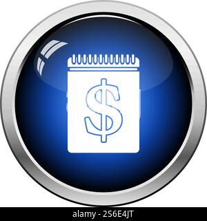 Dollar Calendar Icon. Glossy Button Design. Vector Illustration. Stock Vector