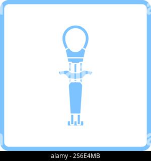 Alpinist Camalot Icon. Blue Frame Design. Vector Illustration. Stock Vector