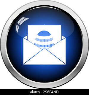 Envelop With Easter Egg Icon. Glossy Button Design. Vector Illustration. Stock Vector