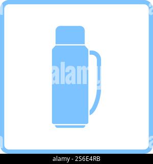 Alpinist Vacuum Flask Icon. Blue Frame Design. Vector Illustration. Stock Vector