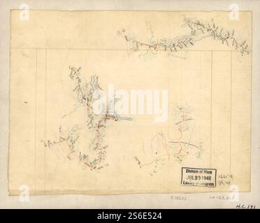 [Three sketches on one sheet of fortifications, roads and streams in the vicinity of Salem Church and Banks Ford in the battle of Chancellorsville, May 1863]. 1863 Stock Photo