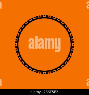 Bike Tyre Icon. Black on Orange Background. Vector Illustration. Stock Vector