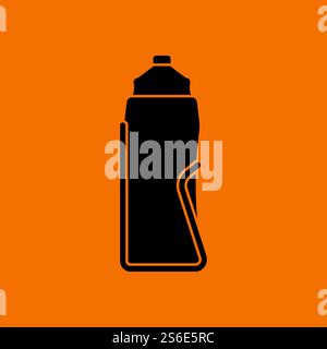 Bike Bottle Cages Icon. Black on Orange Background. Vector Illustration. Stock Vector