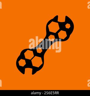 Bike Spanner Icon. Black on Orange Background. Vector Illustration. Stock Vector