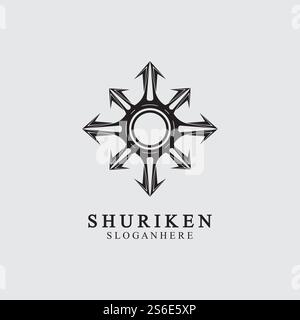 ninja shuriken black solid icon modern design, isolated on white background. flat style for graphic design template. suitable for logo, web, UI, mobile app. vector illustration Stock Vector