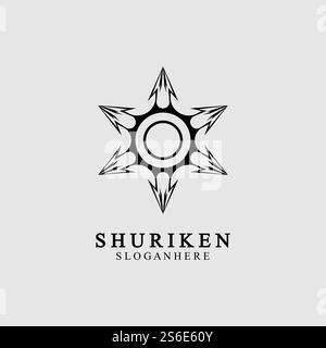 ninja shuriken black solid icon modern design, isolated on white background. flat style for graphic design template. suitable for logo, web, UI, mobile app. vector illustration Stock Vector