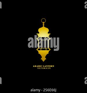 Arabic lantern flat icons set. Ramadan lantern sign for mobile application. Muslim decoration symbol. Eastern traditional culture vector illustration isolated on Black background. Stock Vector