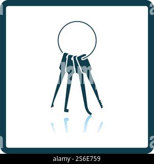 Lockpick Icon. Square Shadow Reflection Design. Vector Illustration. Stock Vector
