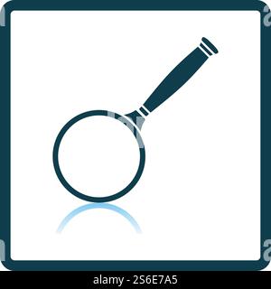 Magnifier Icon. Square Shadow Reflection Design. Vector Illustration. Stock Vector