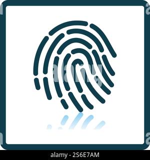 Fingerprint Icon. Square Shadow Reflection Design. Vector Illustration. Stock Vector