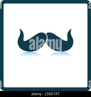 Poirot Mustache Icon. Square Shadow Reflection Design. Vector Illustration. Stock Vector