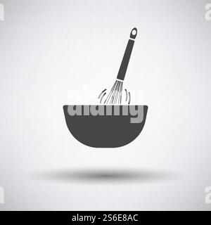 Corolla Mixing In Bowl Icon. Dark Gray on Gray Background With Round Shadow. Vector Illustration. Stock Vector