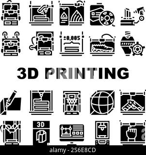 layers of 3d printing glyph icon vector. layers of 3d printing sign ...