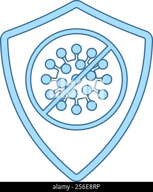 Shield From Coronavirus Icon. Thin Line With Blue Fill Design. Vector Illustration. Stock Vector