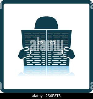 Newspaper Hole Icon. Square Shadow Reflection Design. Vector Illustration. Stock Vector