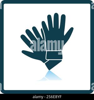 Criminal Gloves Icon. Square Shadow Reflection Design. Vector Illustration. Stock Vector