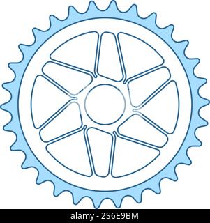 Bike Gear Star Icon. Thin Line With Blue Fill Design. Vector Illustration. Stock Vector