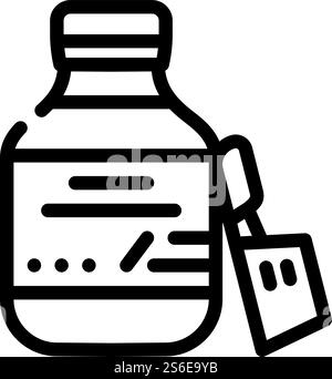 cough syrup icon Black line art vector in black and white outline set ...