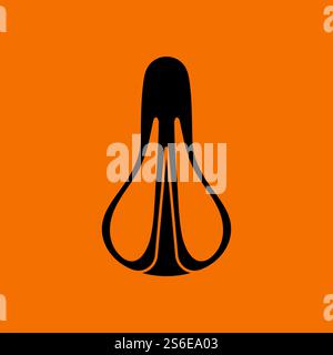 Bike Seat Icon Top View. Black on Orange Background. Vector Illustration. Stock Vector