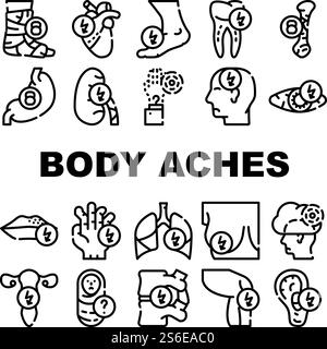 Pain vector set. Body aches in different parts Stock Vector Image & Art ...