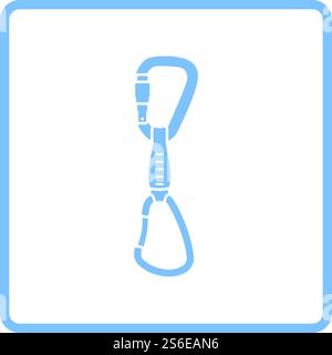 Alpinist Quickdraw Icon. Blue Frame Design. Vector Illustration. Stock Vector