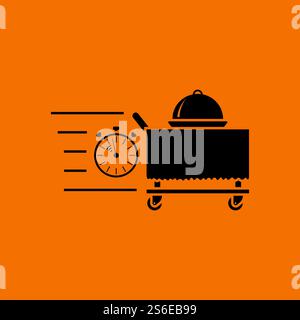 Fast Room Service Icon. Black on Orange Background. Vector Illustration. Stock Vector