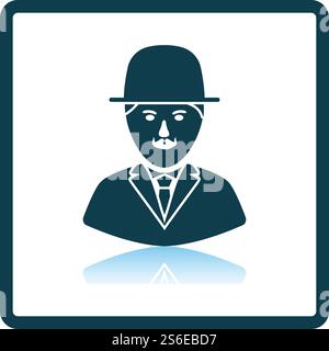 Detective Icon. Square Shadow Reflection Design. Vector Illustration. Stock Vector