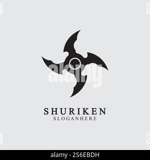 ninja shuriken black solid icon modern design, isolated on white background. flat style for graphic design template. suitable for logo, web, UI, mobile app. vector illustration Stock Vector