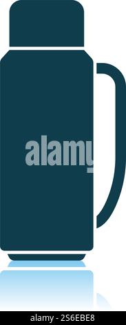 Alpinist Vacuum Flask Icon. Shadow Reflection Design. Vector Illustration. Stock Vector