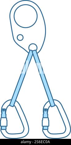 Alpinist Self Rescue System Icon. Thin Line With Blue Fill Design. Vector Illustration. Stock Vector