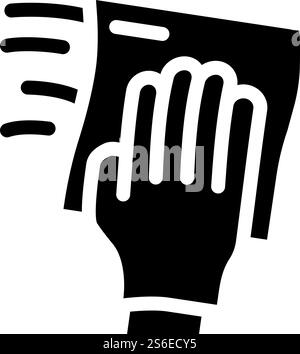 wiping dust with microfiber glyph icon vector. wiping dust with microfiber sign. isolated contour symbol black illustration. wiping dust with microfiber glyph icon vector illustration Stock Vector