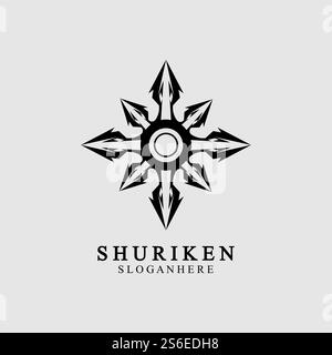 ninja shuriken black solid icon modern design, isolated on white background. flat style for graphic design template. suitable for logo, web, UI, mobile app. vector illustration Stock Vector