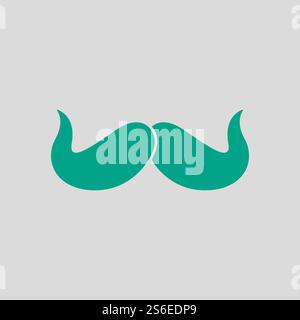 Poirot Mustache Icon. Green on Gray Background. Vector Illustration. Stock Vector