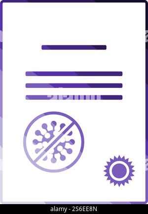 No Coronavirus Certificate Icon. Flat Color Ladder Design. Vector Illustration. Stock Vector