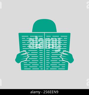 Newspaper Hole Icon. Green on Gray Background. Vector Illustration. Stock Vector