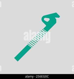 Alpinist Ice Screw Icon. Green on Gray Background. Vector Illustration. Stock Vector