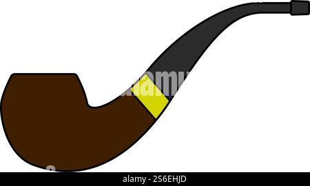 Smoking Pipe Icon. Editable Outline With Color Fill Design. Vector Illustration. Stock Vector