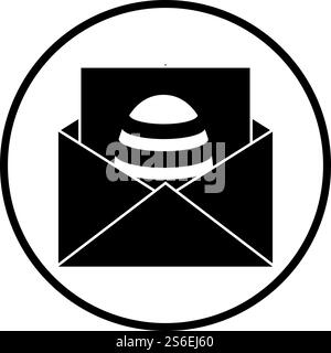 Envelop With Easter Egg Icon. Thin Circle Stencil Design. Vector Illustration. Stock Vector