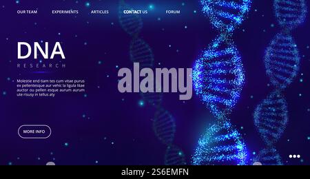 DNA landing page. Vector genetics engineering web page template ...
