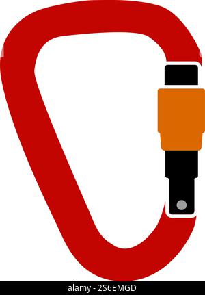 Alpinist Carabine Icon. Flat Color Design. Vector Illustration. Stock Vector