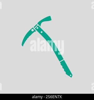 Ice Axe Icon. Green on Gray Background. Vector Illustration. Stock Vector