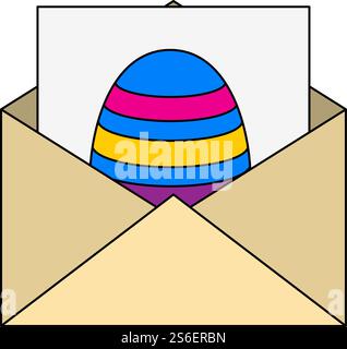 Envelop With Easter Egg Icon. Editable Outline With Color Fill Design. Vector Illustration. Stock Vector