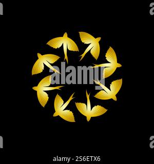 gold flying fish logo vector icon design template Stock Vector