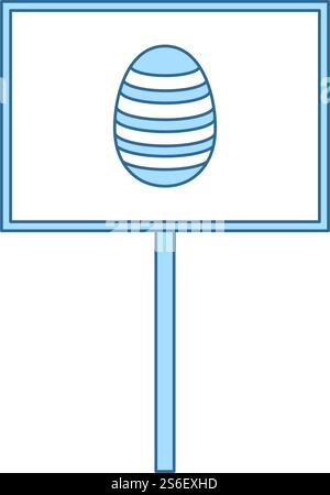 Easter Pointer With Egg Icon. Thin Line With Blue Fill Design. Vector Illustration. Stock Vector