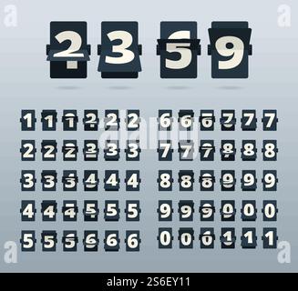 Flip countdown animation. Scoreboard numbers countdown panels, score ...